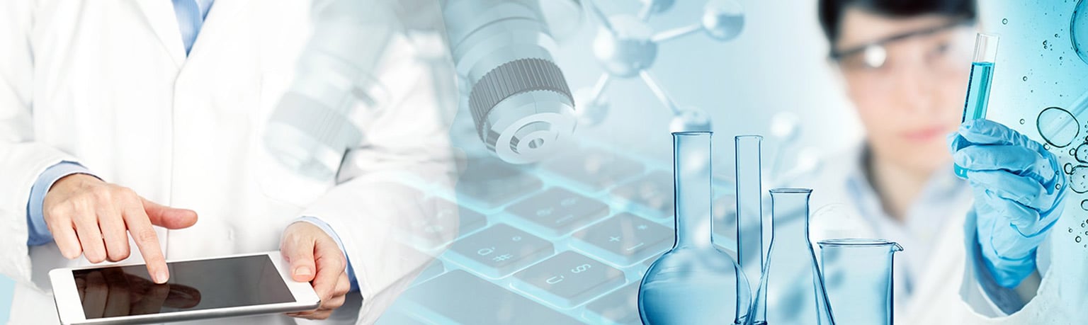 Collage of researchers and research tools