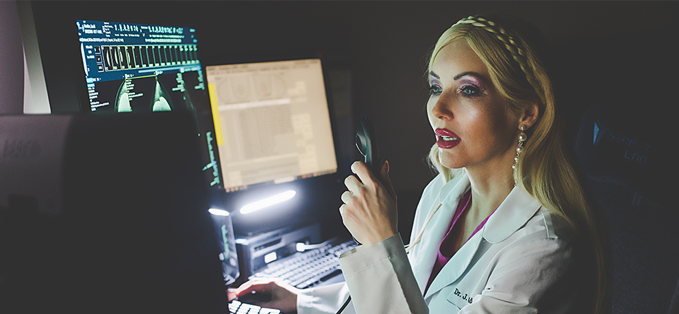 Radiologist looking at scans