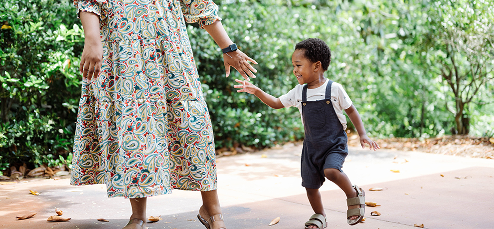 Woman and child playing