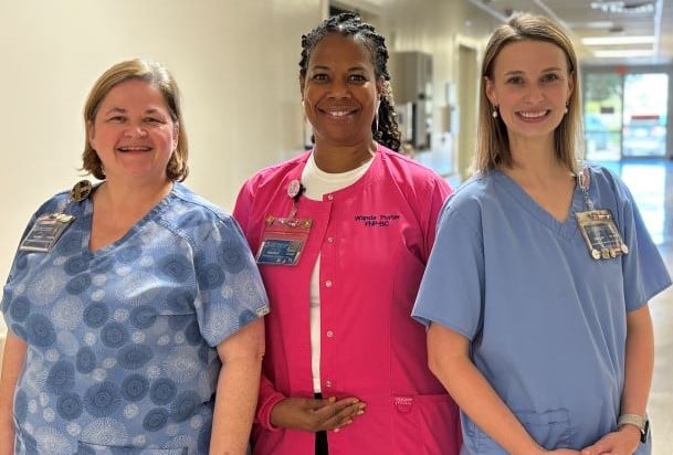 three nurses/breastfeeding educators at Women's Hospital
