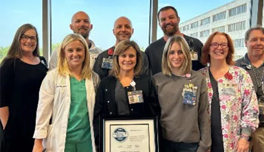 NMMC Heart and Vascular Institute team members display the American College of Cardiology’s NCDR Chest Pain-MI Registry Platinum Performance Achievement Award.