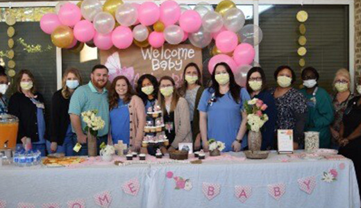 Adeline Hopkins with staff