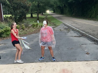 Brewer with pie on face