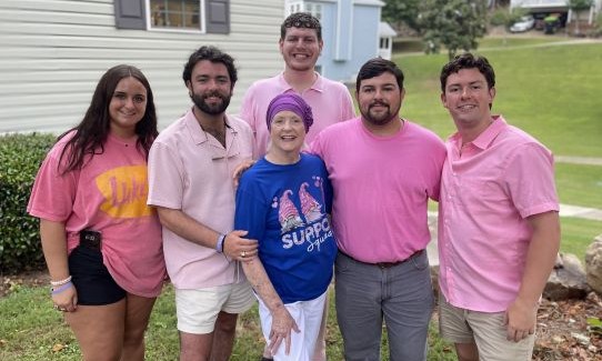 Ruth Burkett with five of her six grandchildren