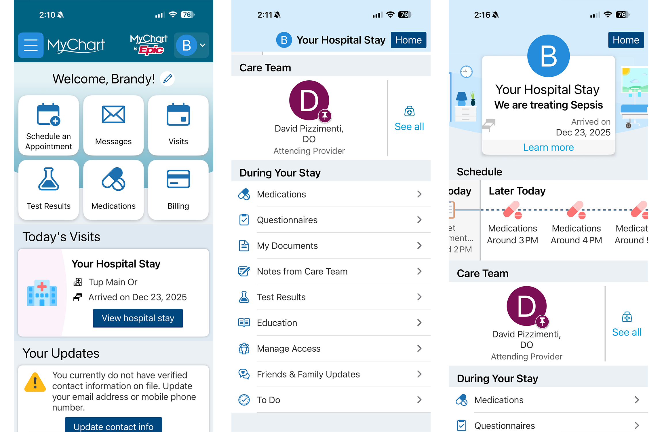 mychart hospital screenshots