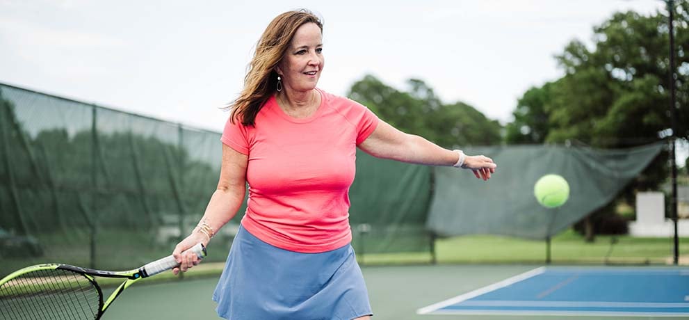 Woman playing tennis