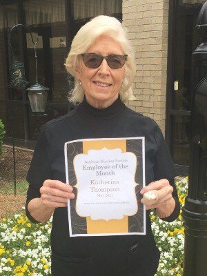Katherine Thompson employee of the month at Baldwyn Nursing