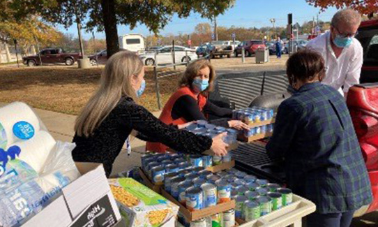 team collecting supplies
