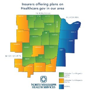 North Mississippi and west Alabama county insurance map
