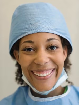 girl with scrubs stock photo