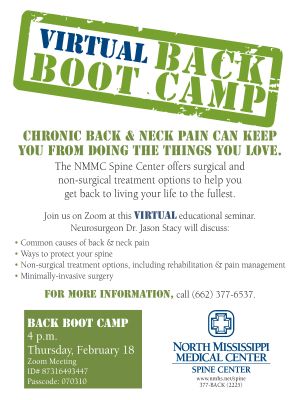 virtual back boot camp flier