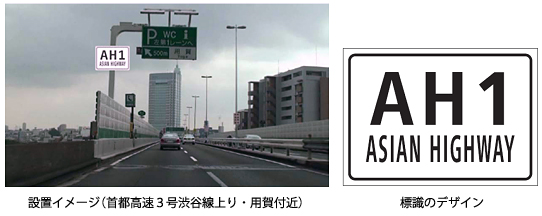 設置イメージ(首都高速3号渋谷線上り・用賀付近)/標識のデザイン