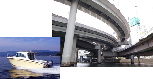 クルーズで乗船する船とクルーズ時の光景(イメージ)