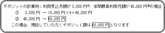 デポジットの増額について