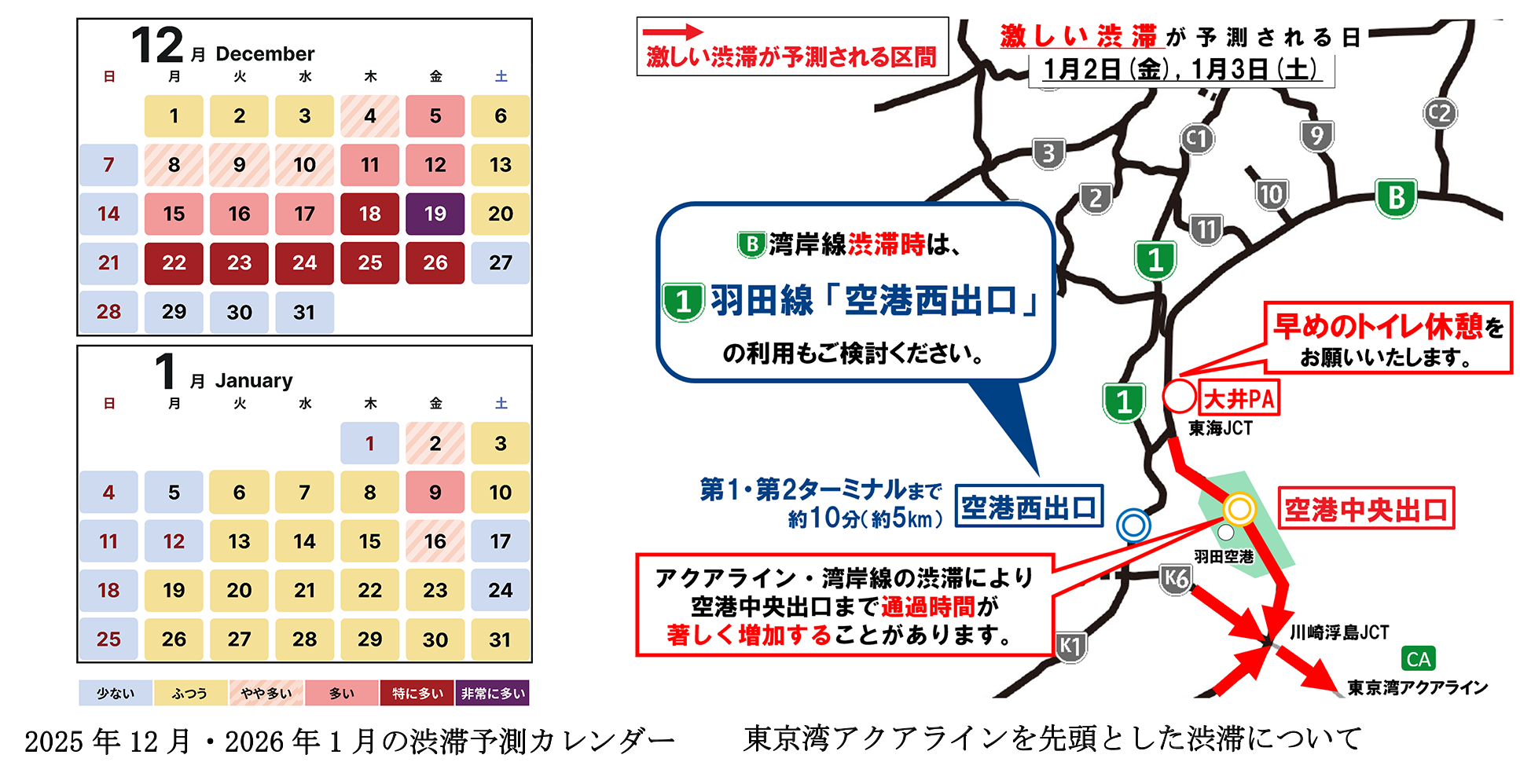 渋滞予測カレンダー・東京湾アクアラインを先頭とした渋滞について