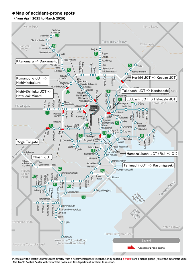 Map of traffic accident-prone spots：Standard size vehicles