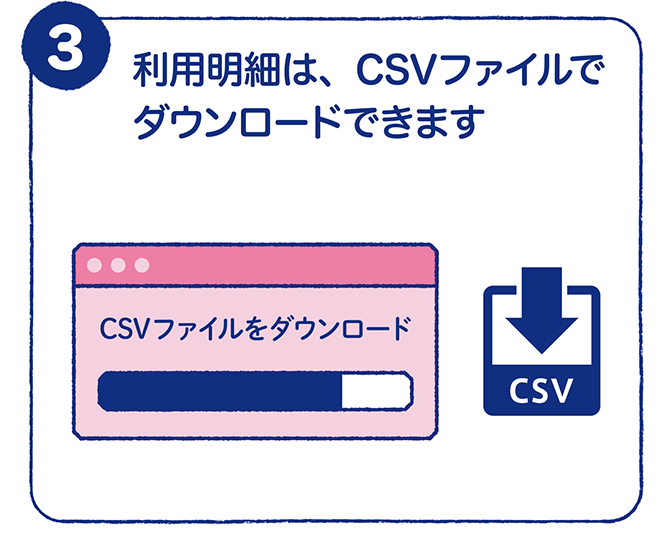 利用明細は、CSVファイルでダウンロードできます