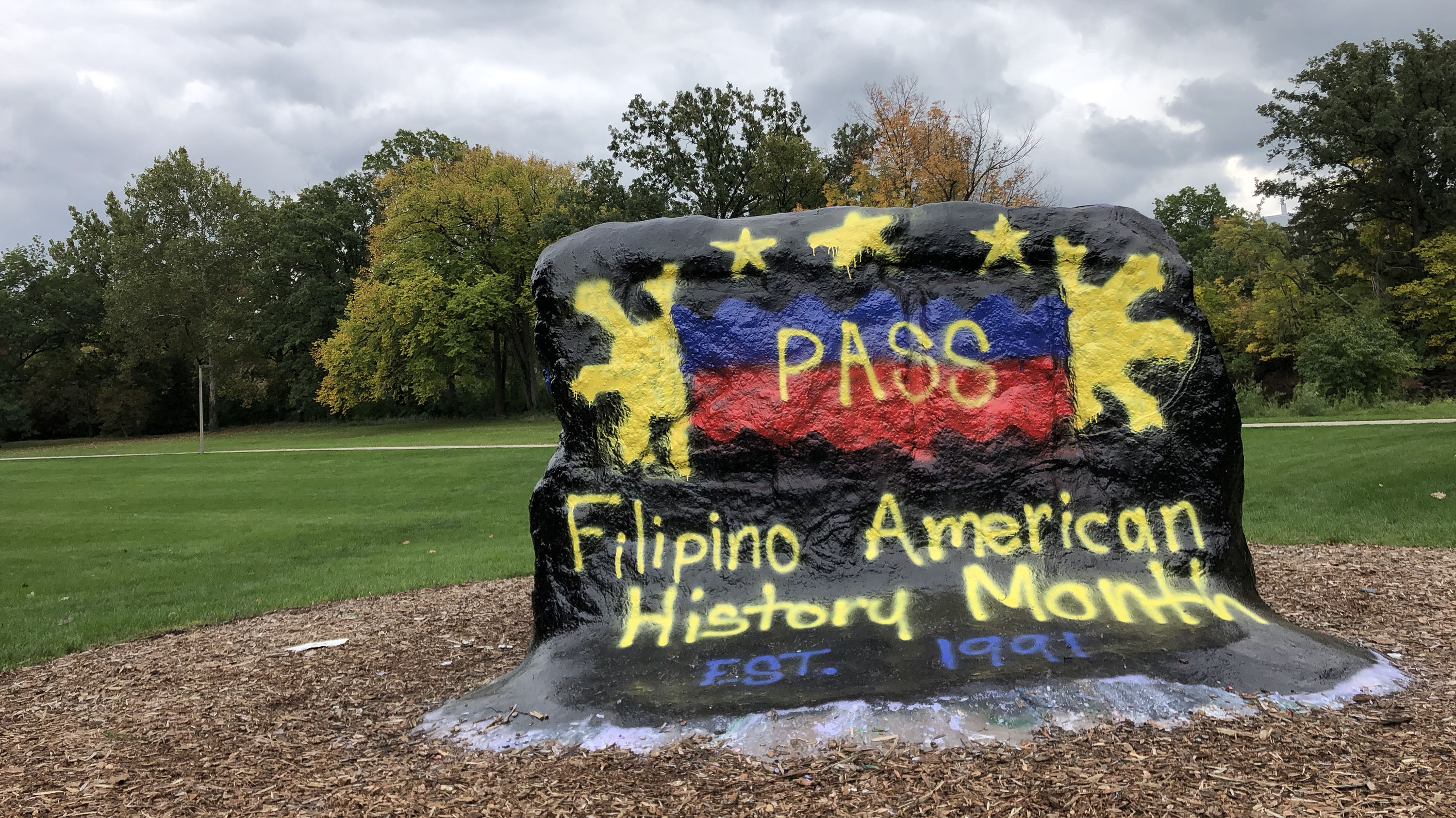 The Rock with PASS Filipino American History Month on it 