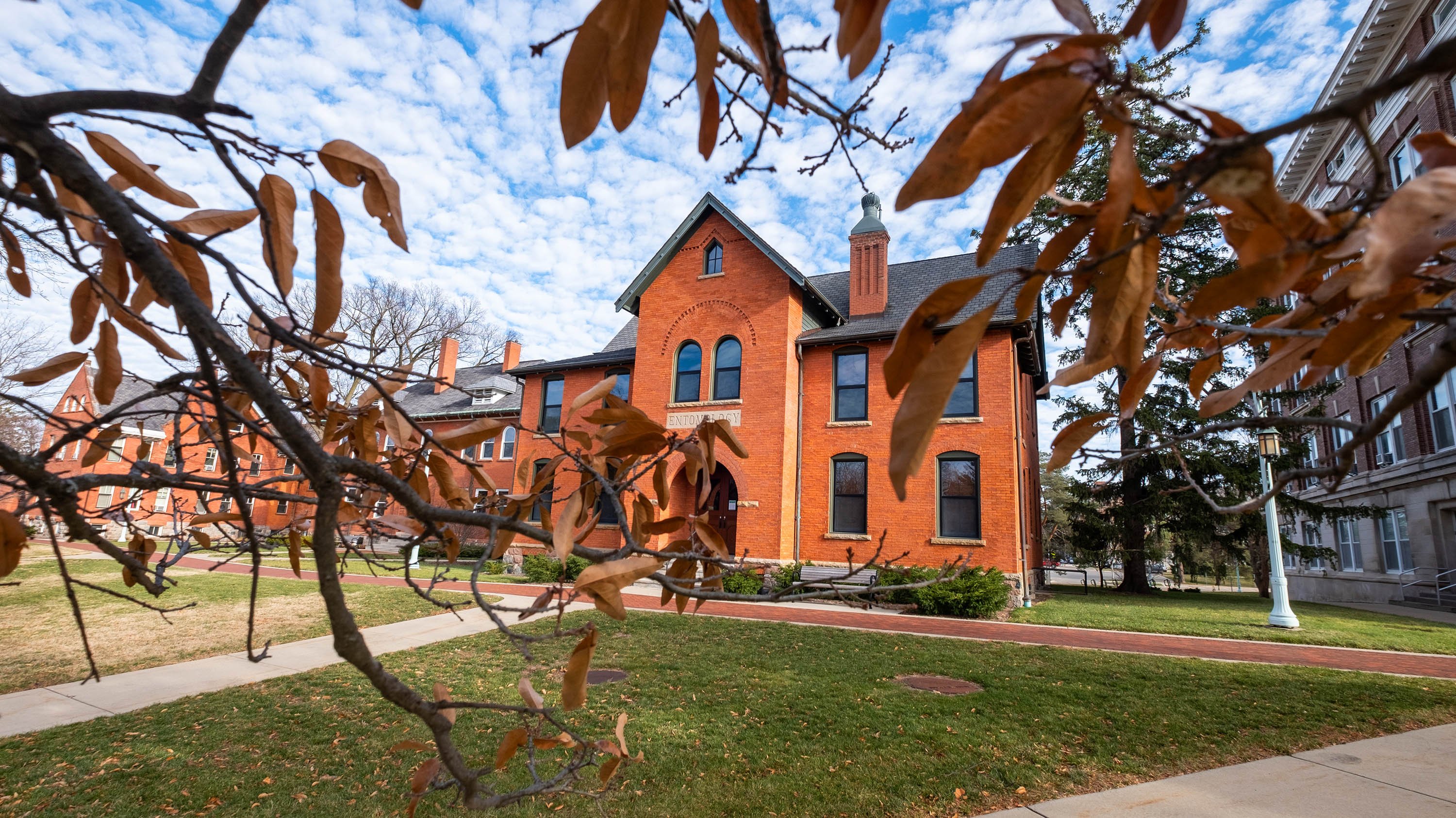 MSU Entomology building, obscured by leaves