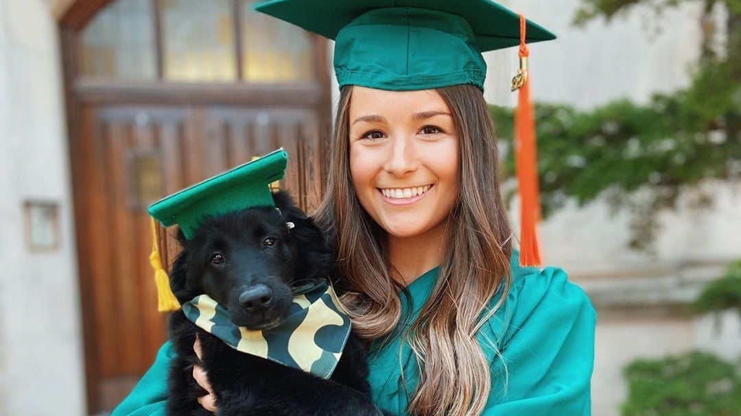 Graduate with dog