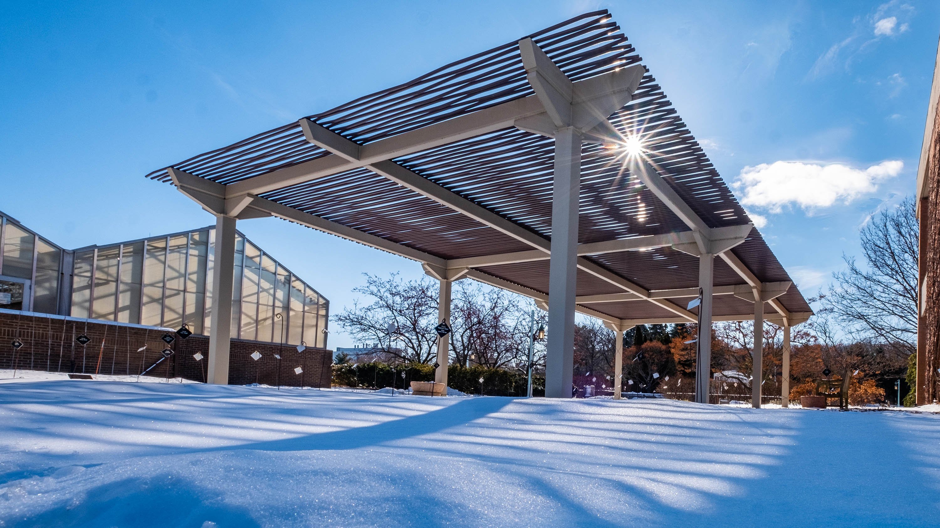 The Hosta arbor in the snow-covered Amien and Florence Carter Annual Trial Garden.