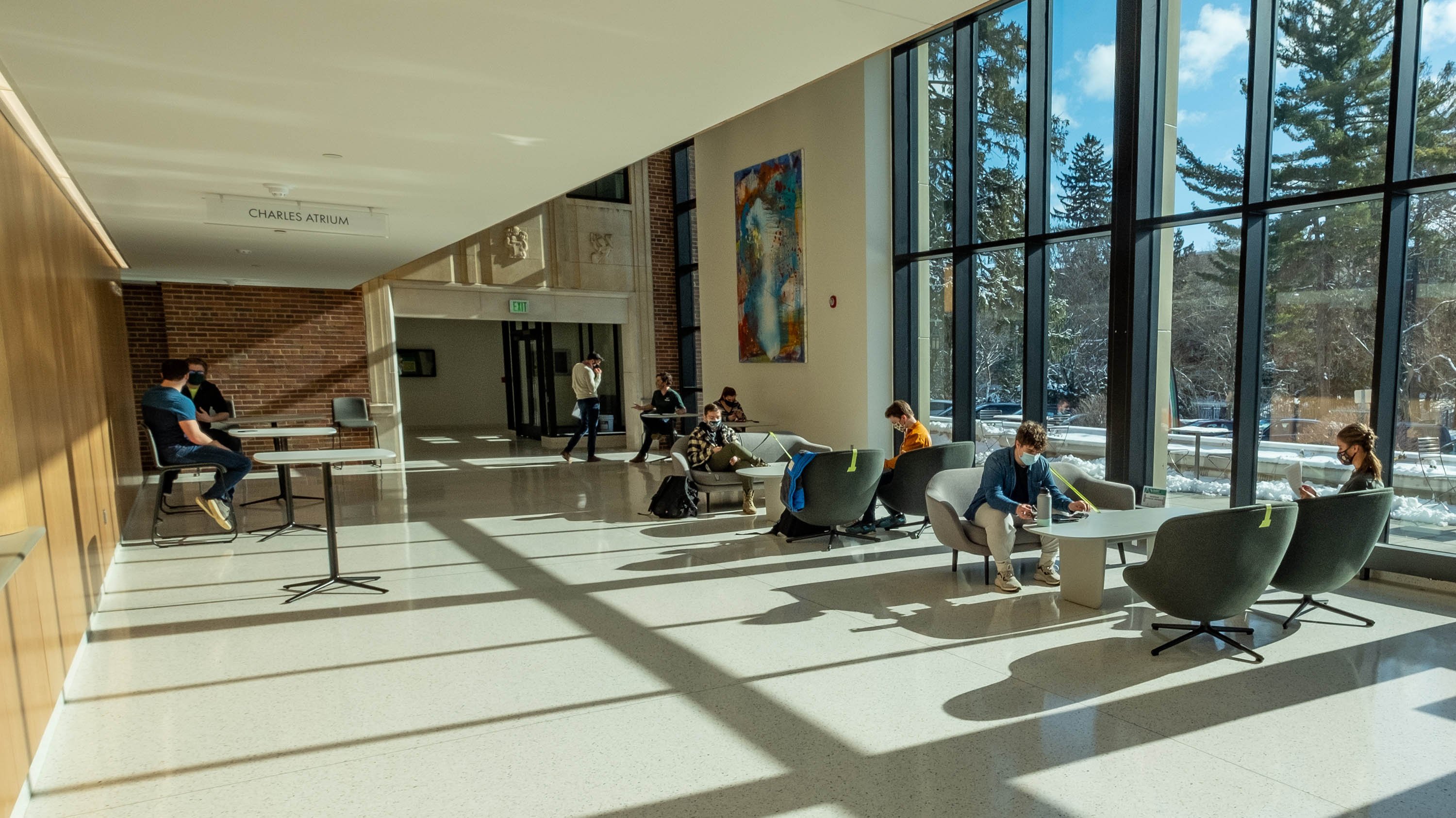 Students study in the Billman Music Pavilion.