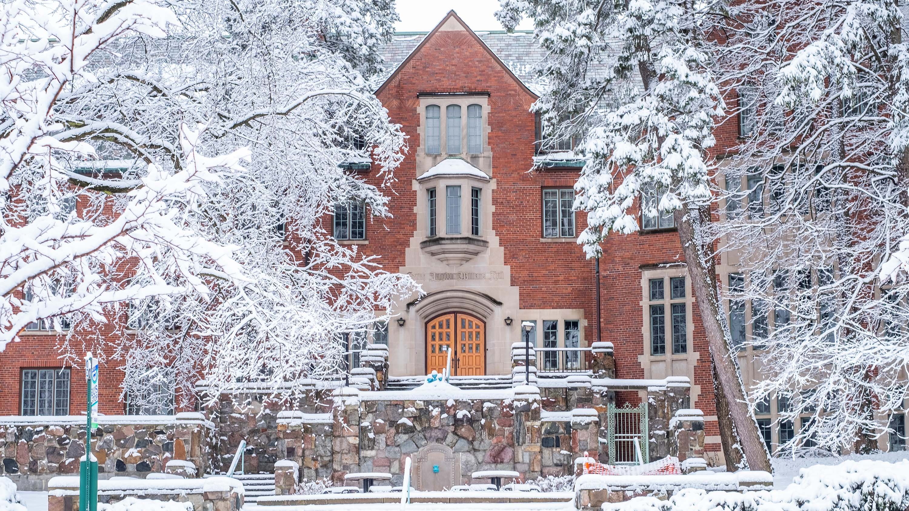 Williams Hall in the snow