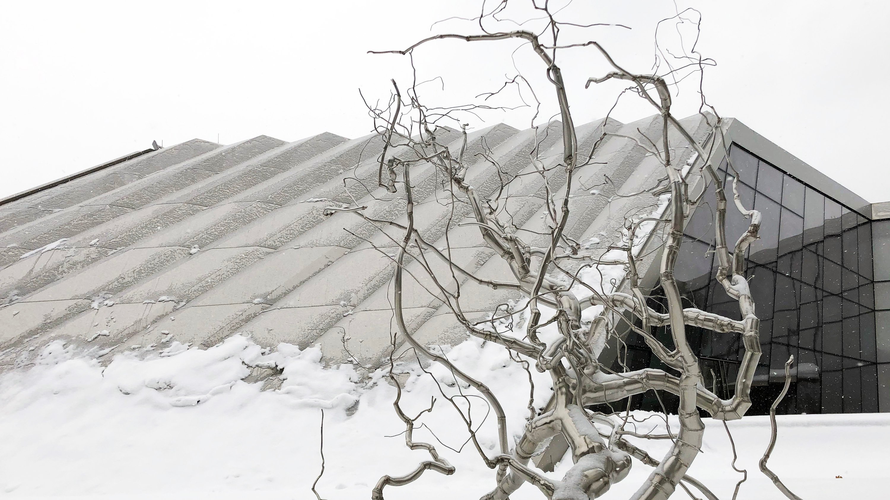 'Containment' sculpture outside the MSU Broad museum