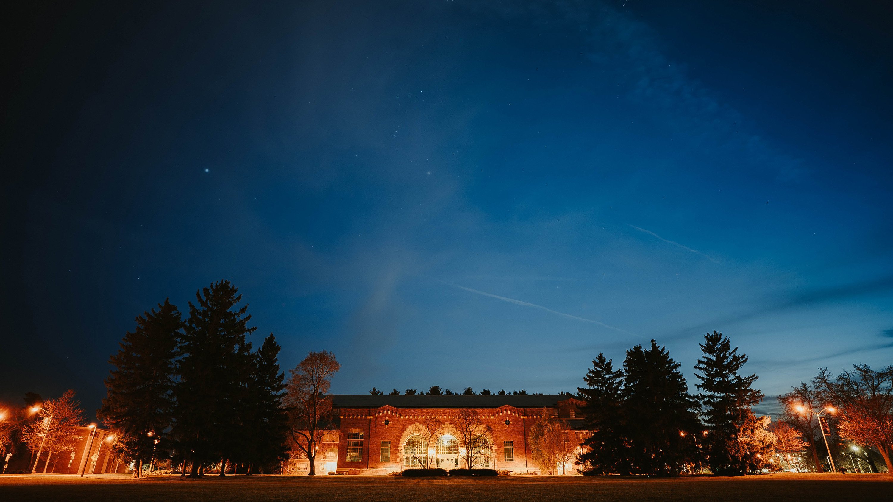 Night sky above Demonstration Hall
