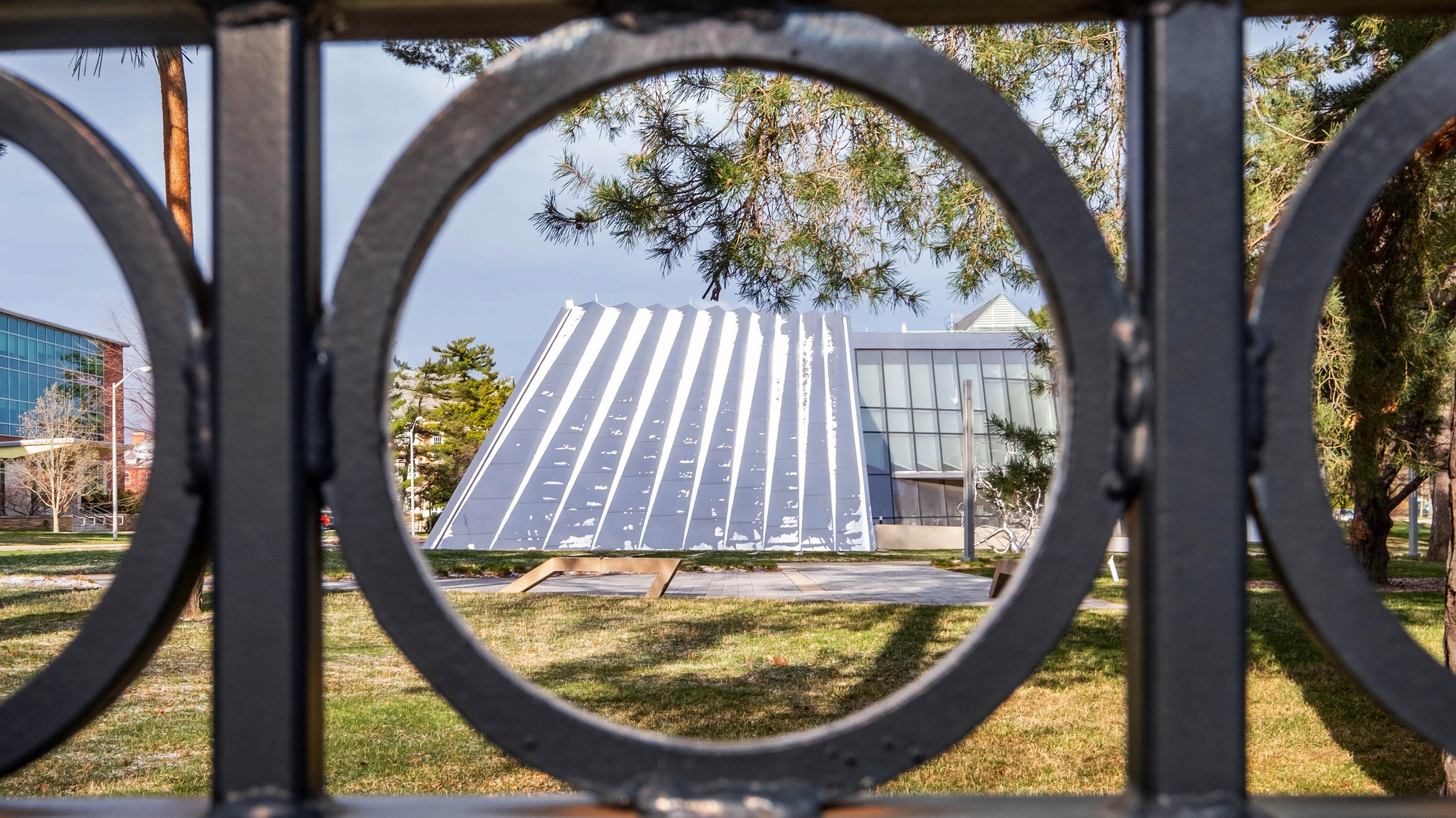 MSU Broad museum seen through a fence
