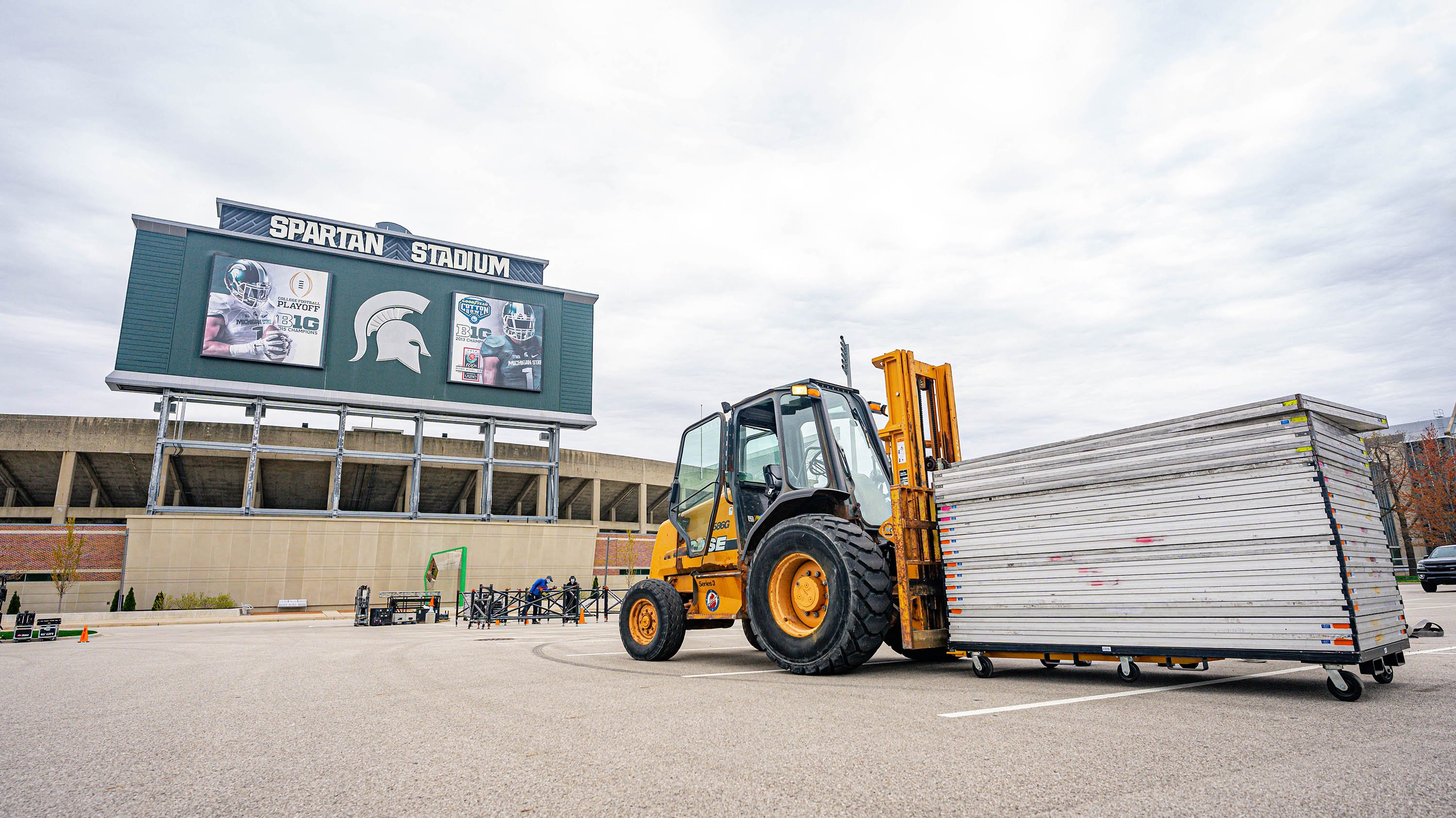 Construction vehicle at Spartan Stadium