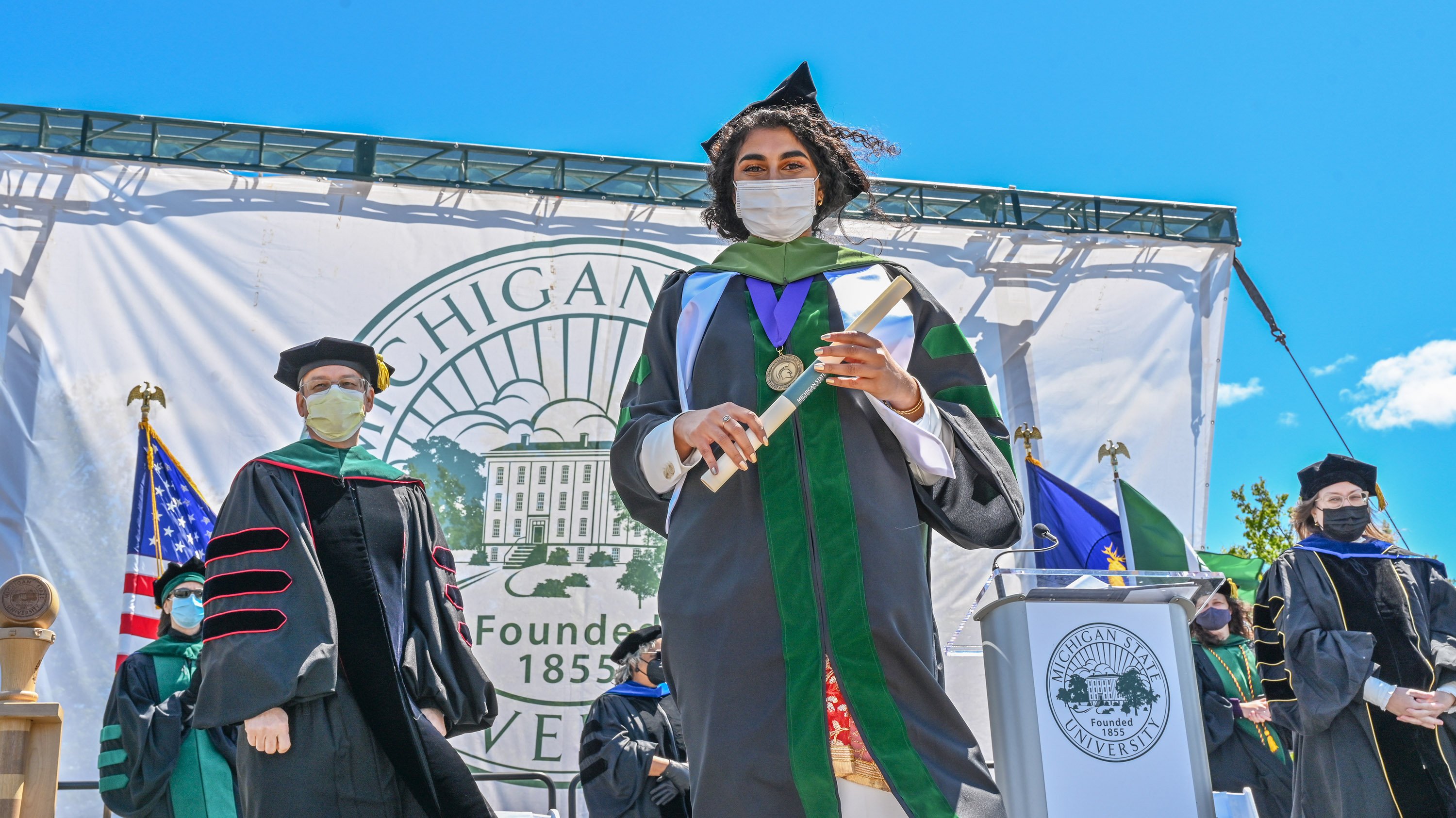 College of Human Medicine graduate at commencement ceremony