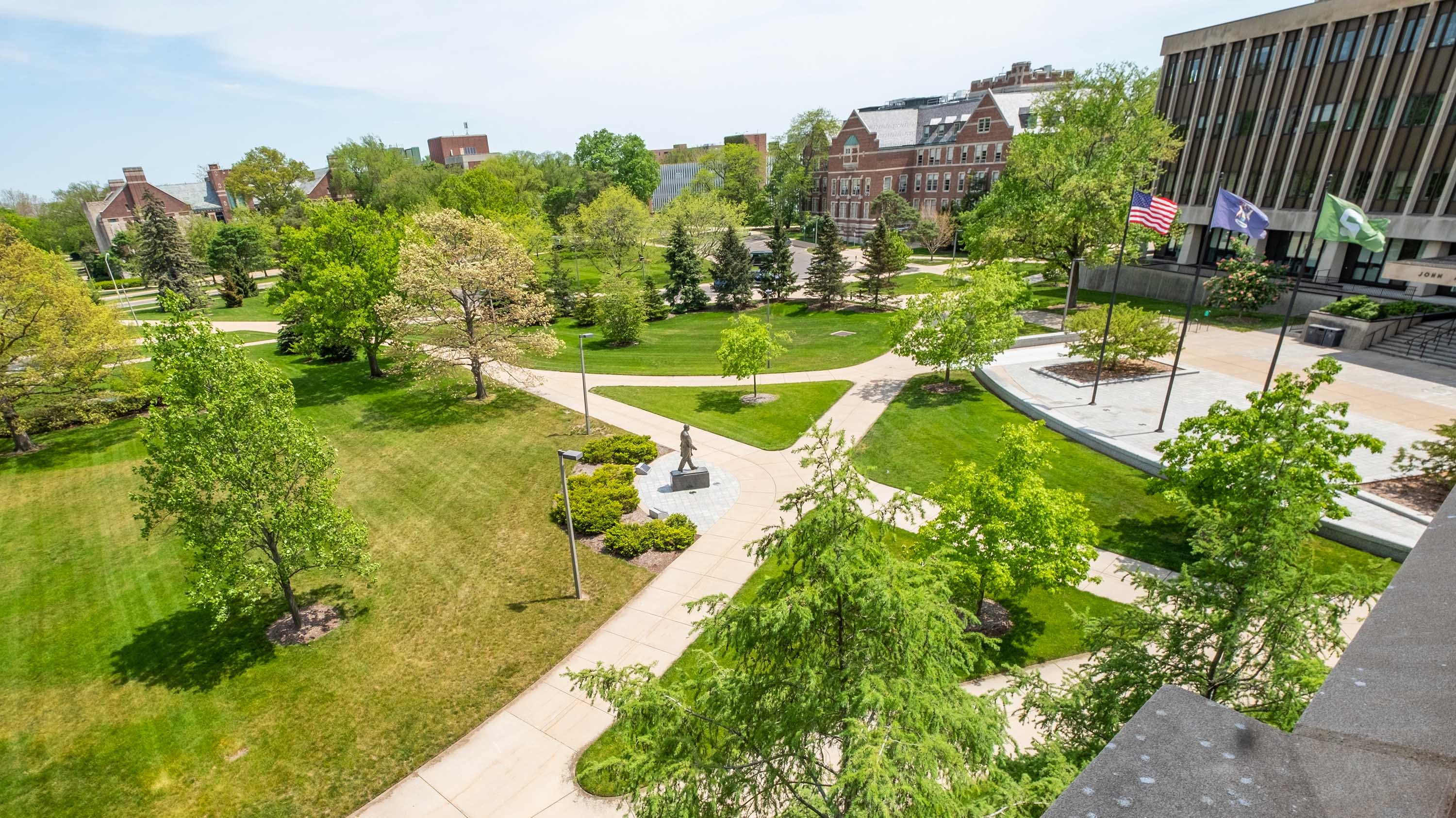 View of MSU campus and Hannah admin building