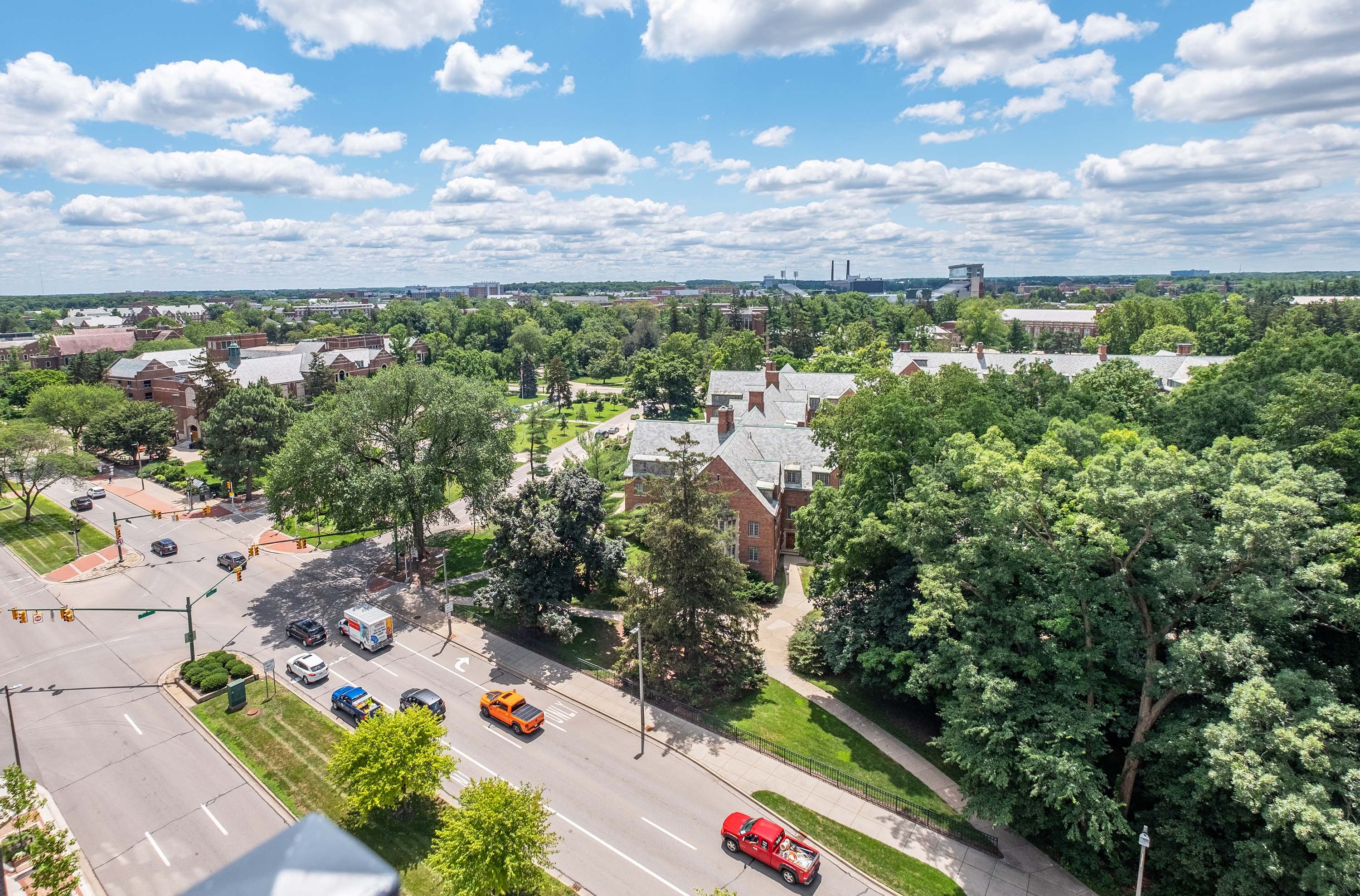 View of campus overlooking grand river avenue
