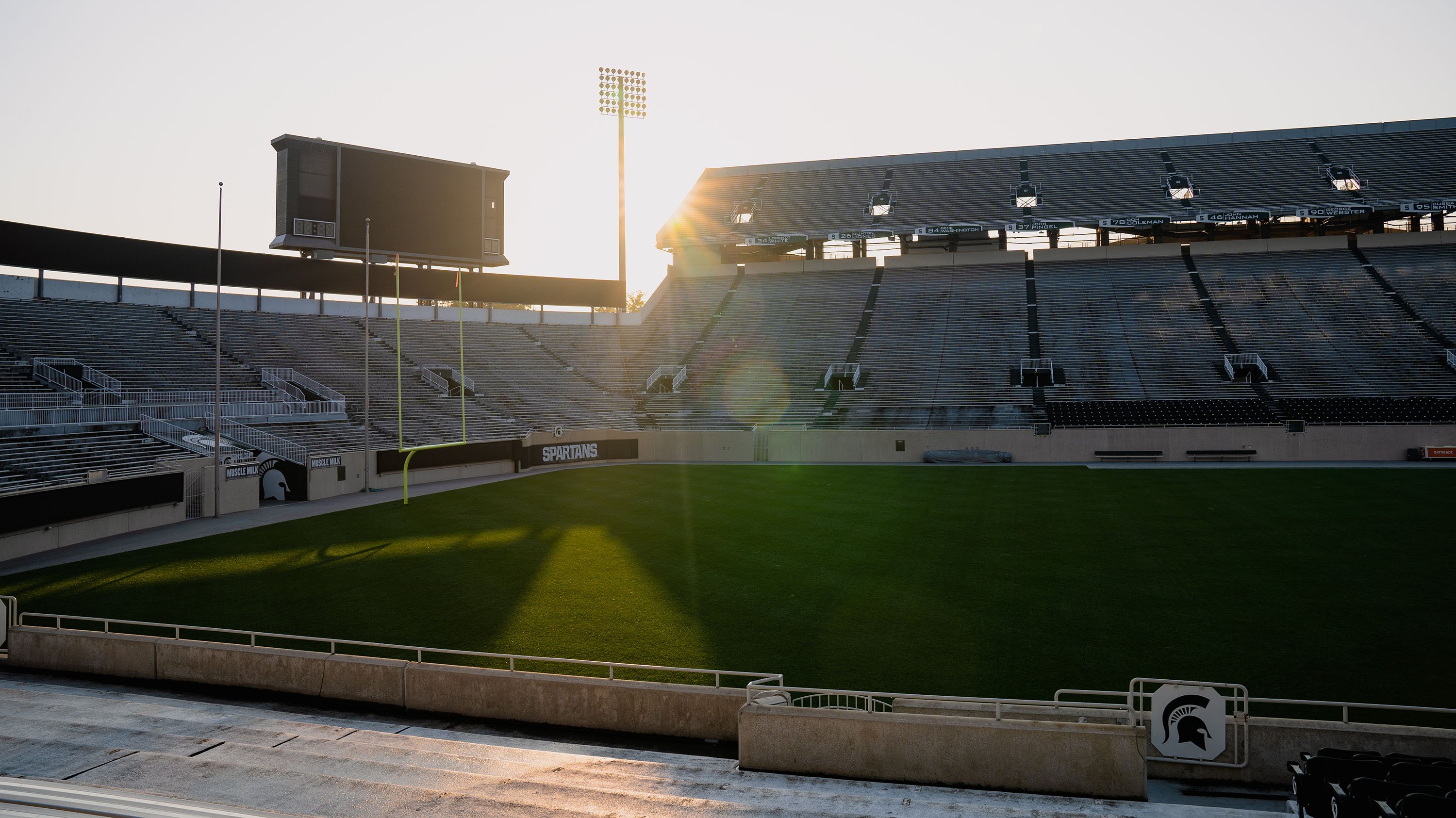Spartan Stadium, without lines painted on the grass for football