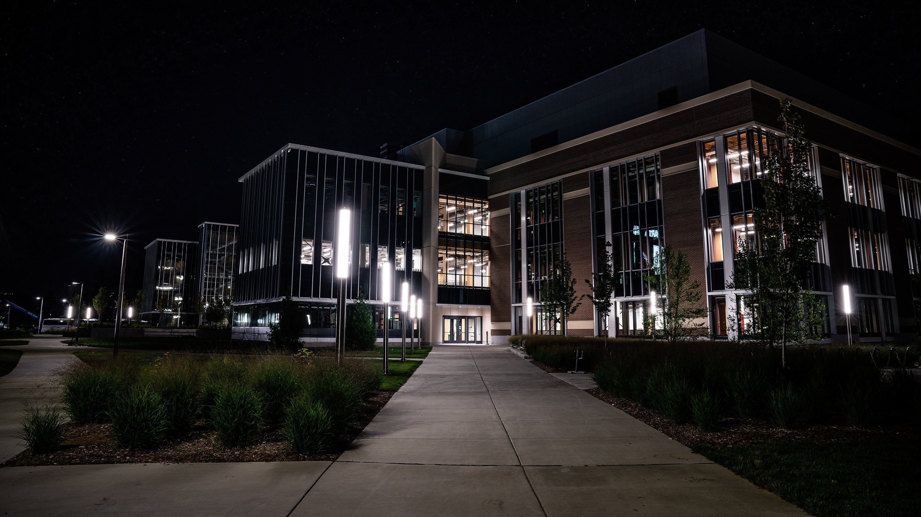 MSU STEM building at night