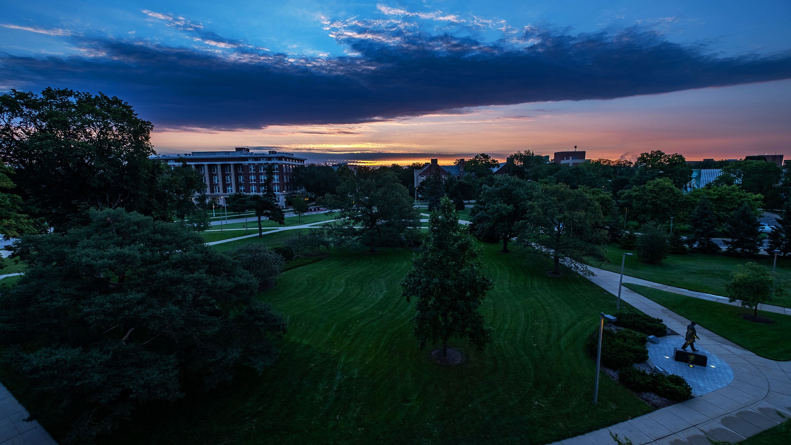 Campus and Hannah Plaza at sunrise