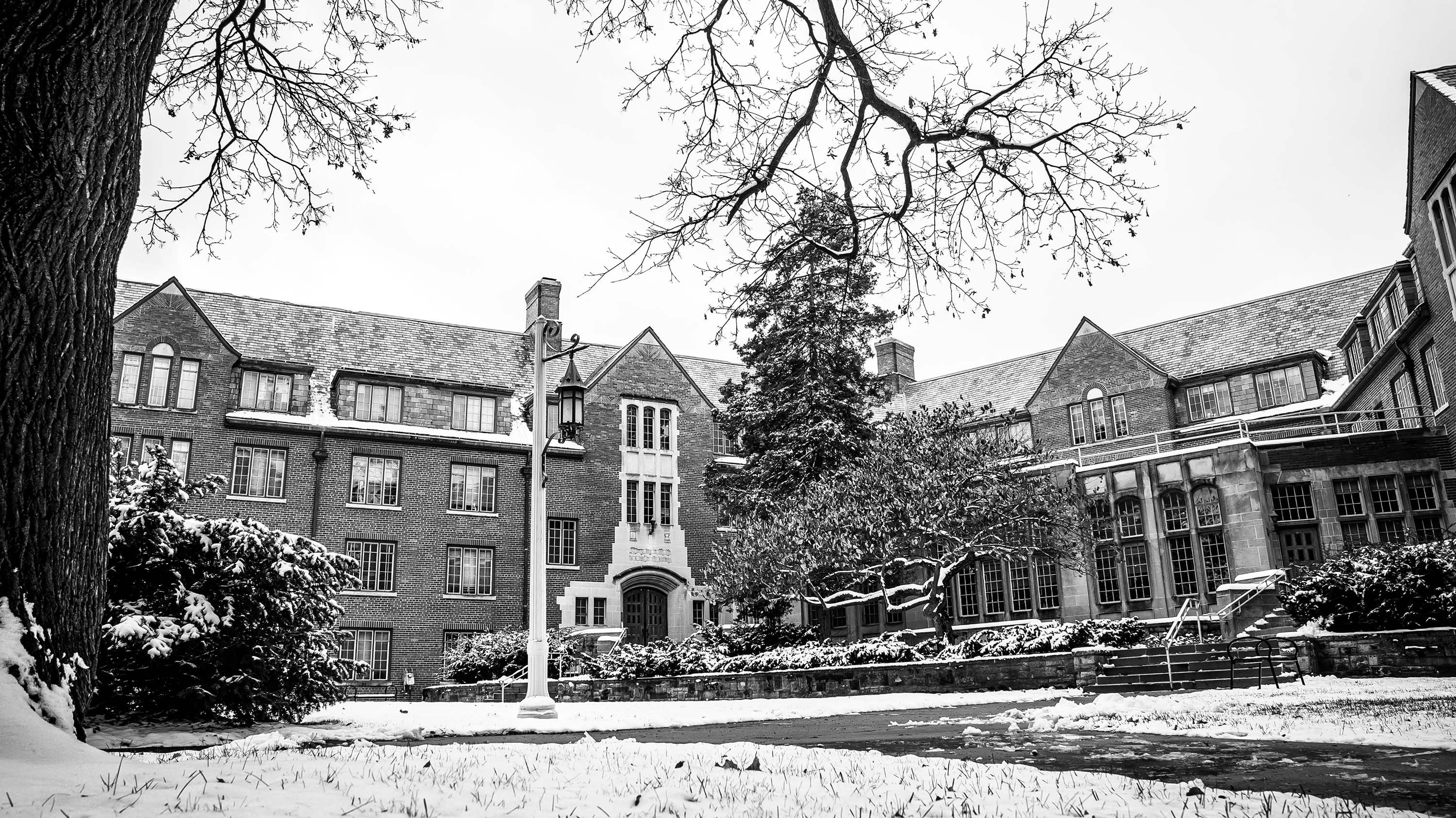 Black and white image of Williams Hall