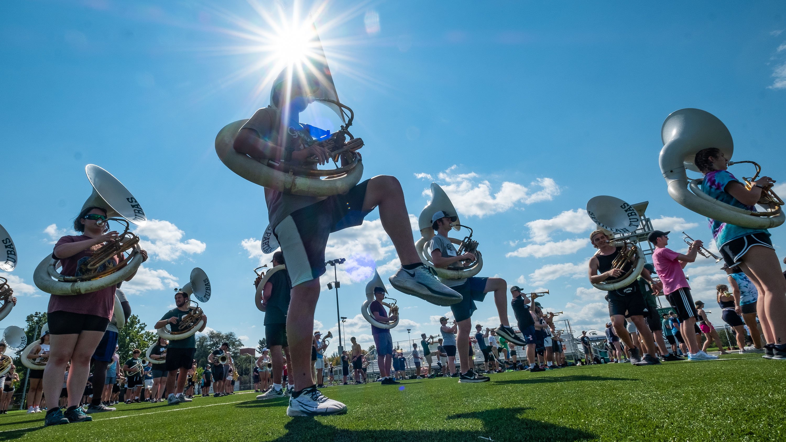 Spartan Marching Band practicing outdoors