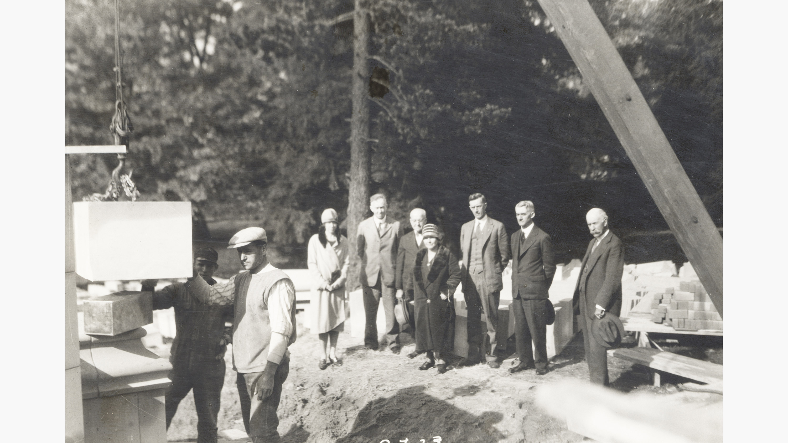Image of the cornerstone placement of Beaumont Tower