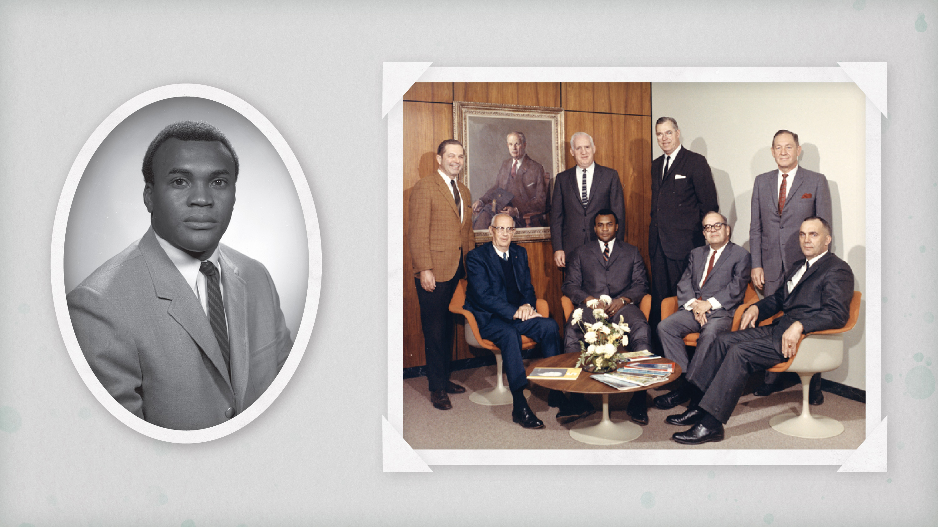 Portrait of Blanche Martin and 1969 board of trustees photo