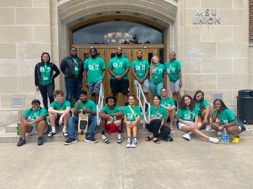 Ignite students in front of the Union.