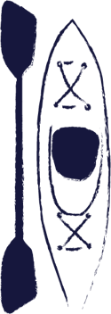 Drawing of a kayak and a paddle