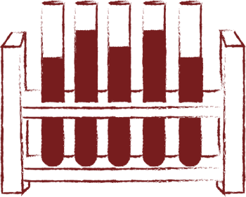 Drawing of five test tubes in a stand