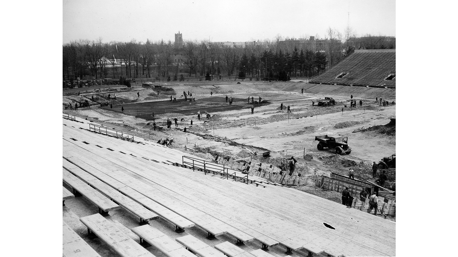 Photo showing progress on the field in 1936