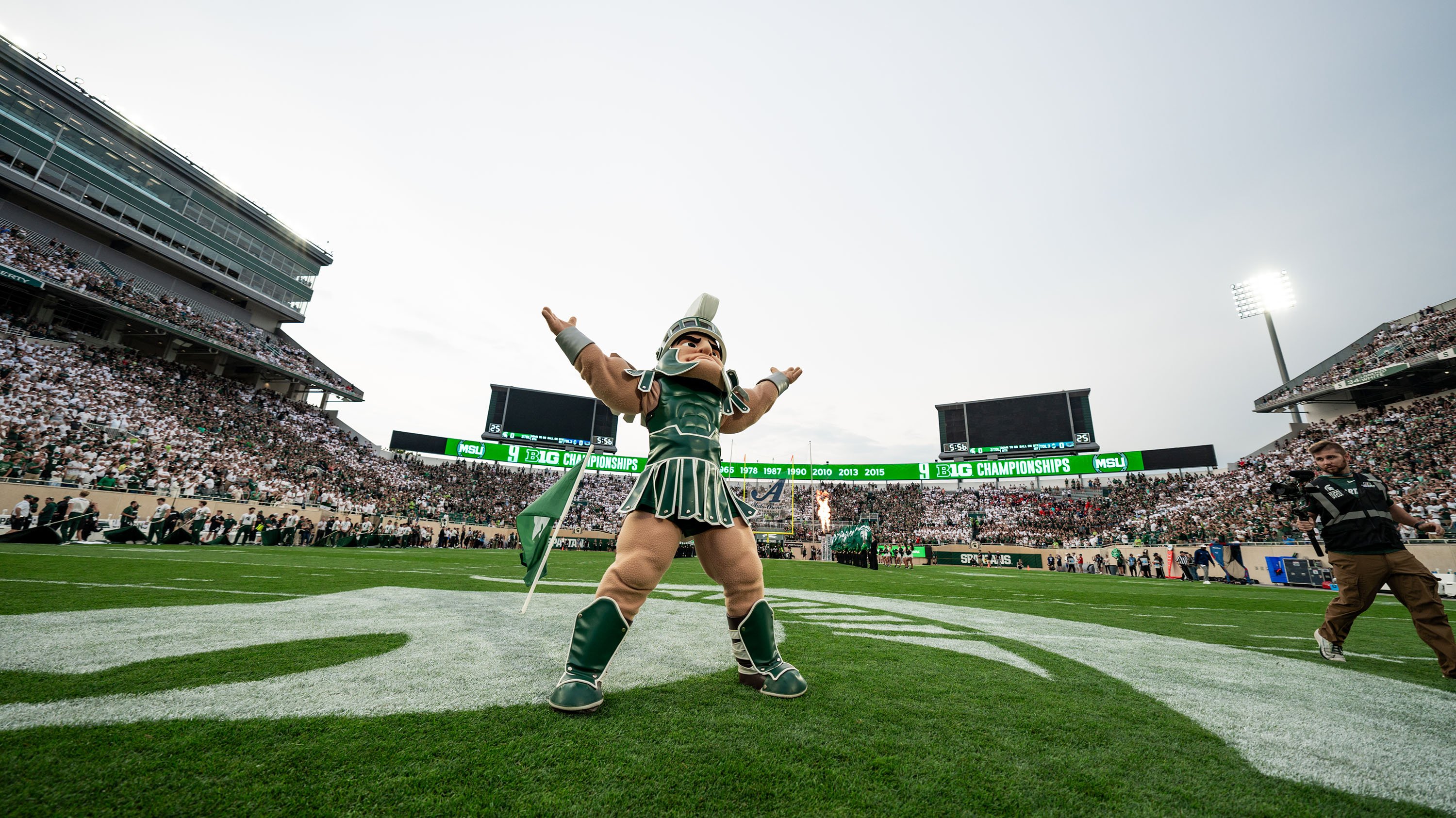 Sparty on football field