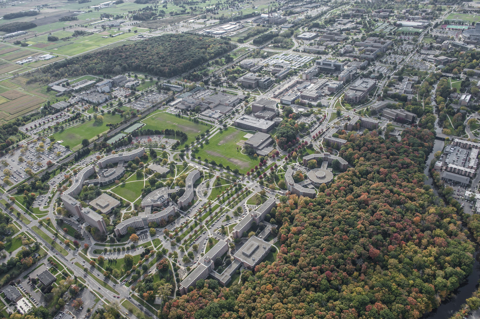 Aerial view of MSU campus