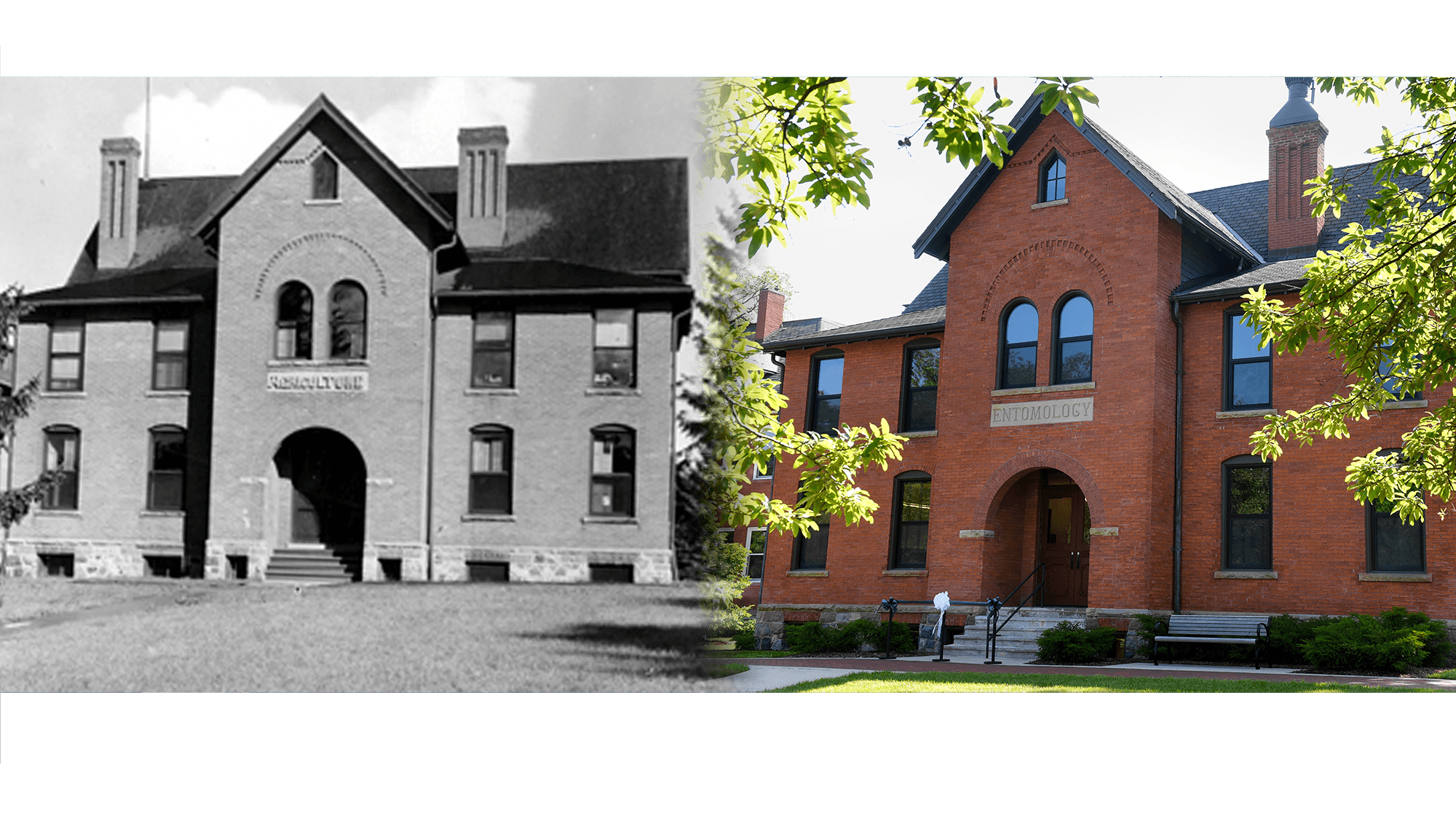Historical and modern photographs of Cook-Seevers Hall