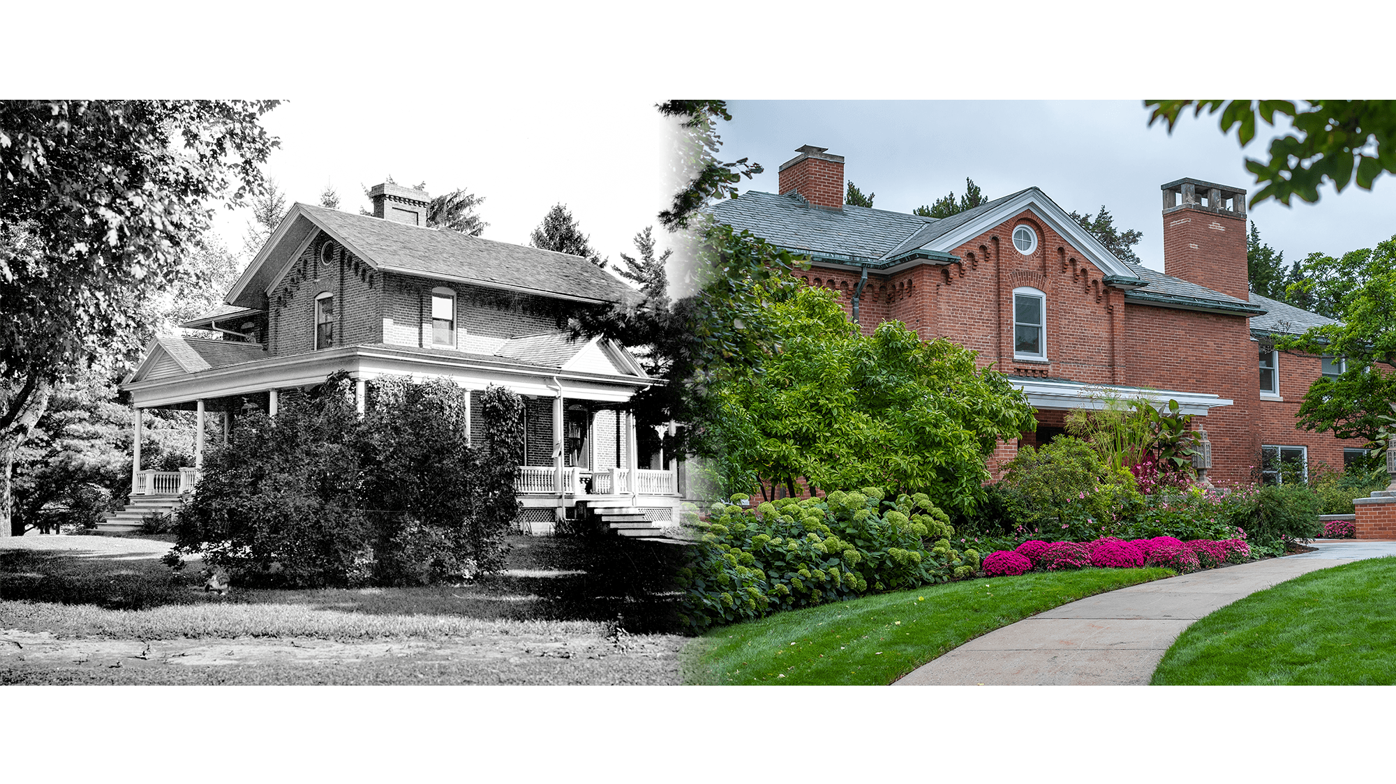 Historical and modern photographs of Cowles House
