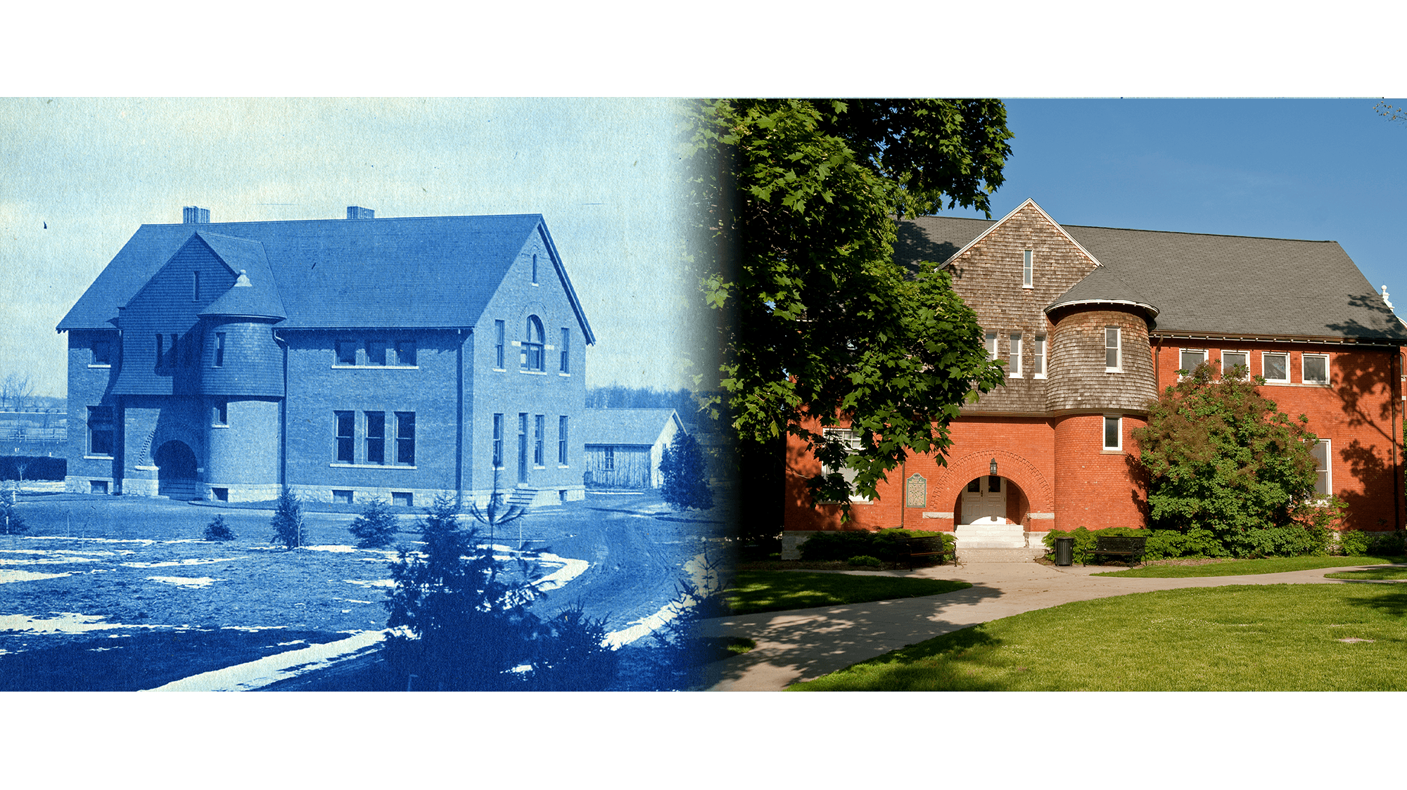 Historical and modern photographs of Eustace-Cole Hall